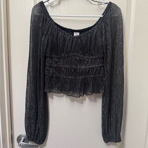 Melrose and Market Metallic Black Blouse